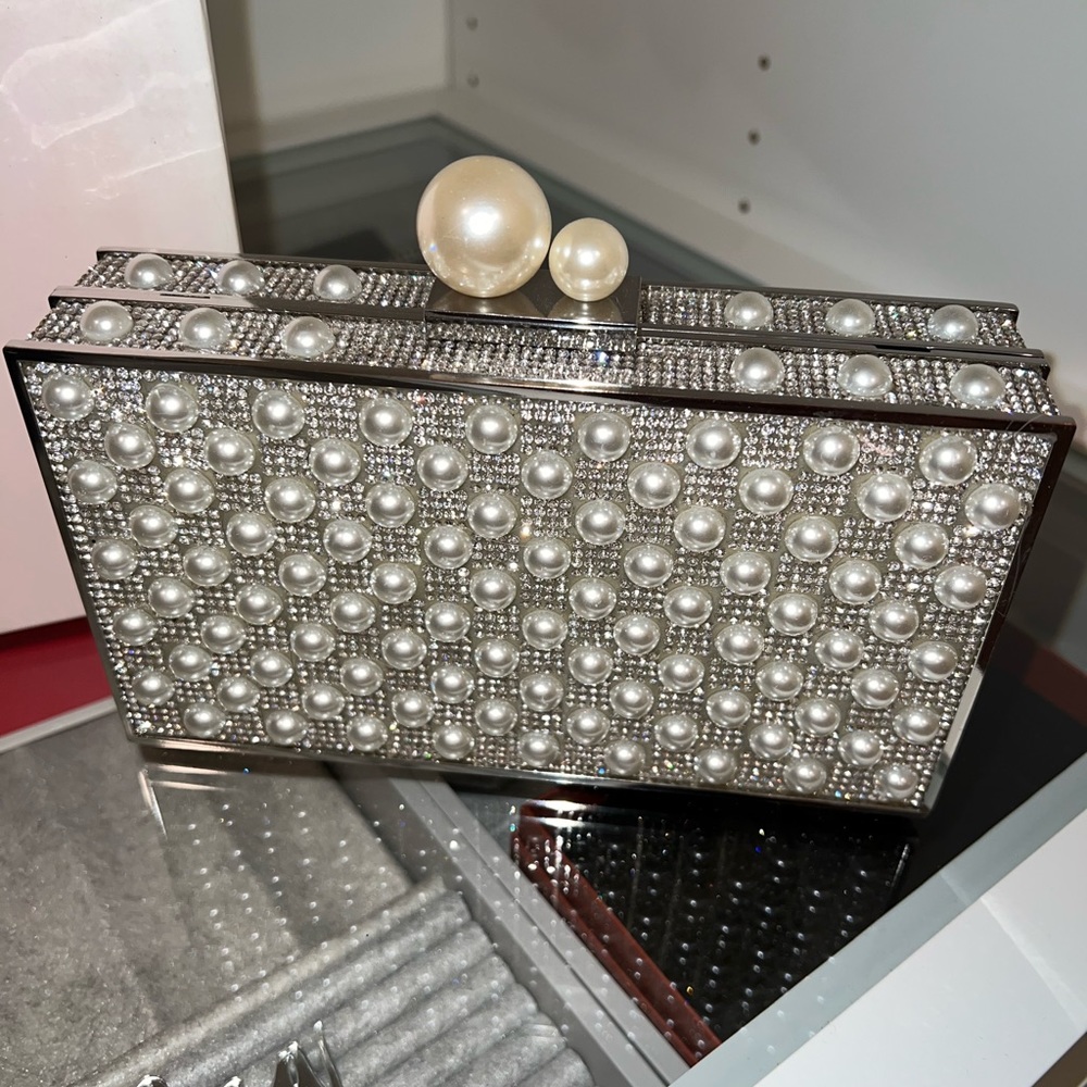 Sophia Webster Silver Pearl Box Clutch